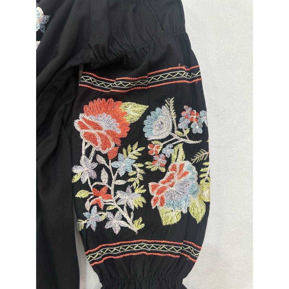 Free People Fleur Du Jour Embroidered Off Shoulder Mini Dress Black Size S - Picture 6 of 10